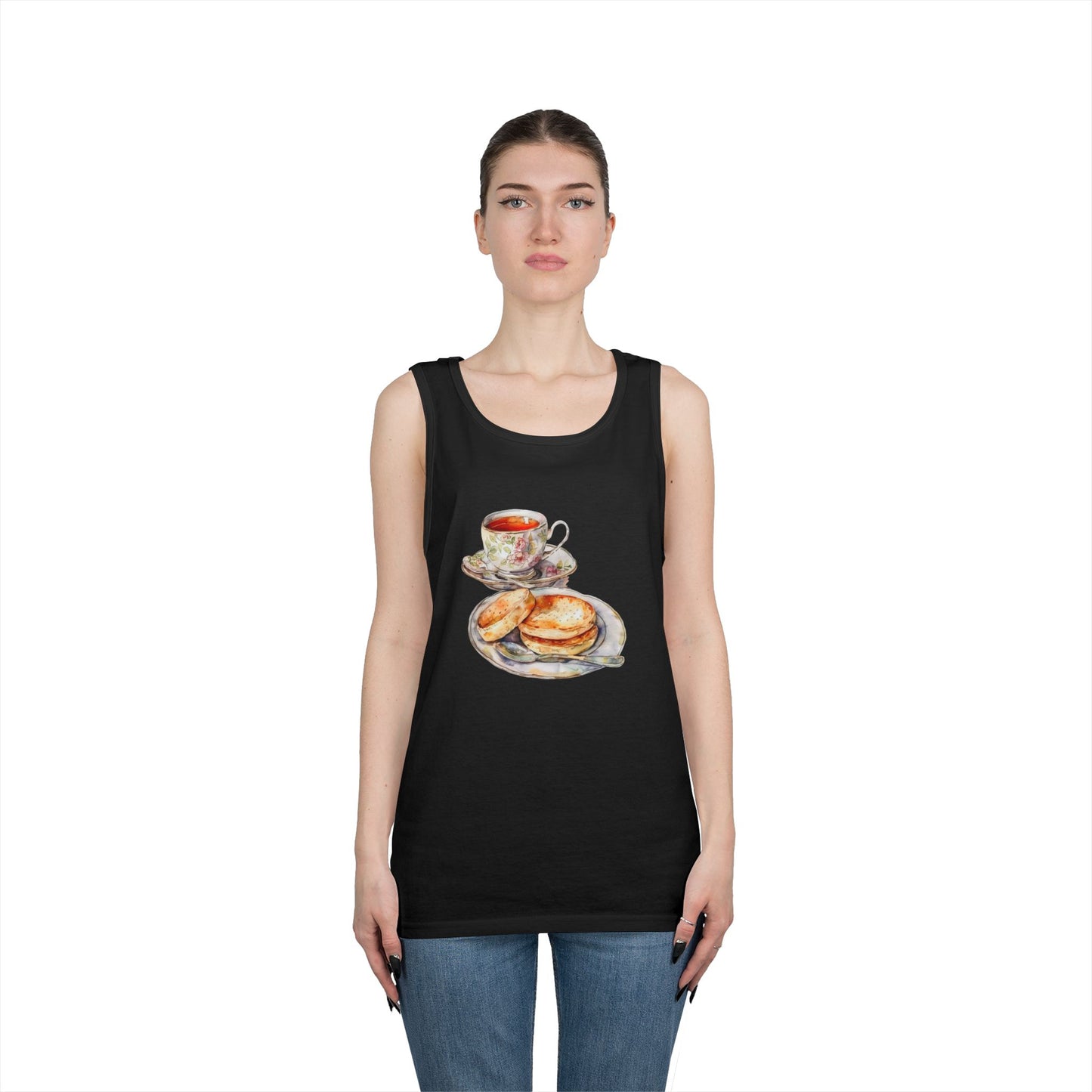 Unisex Heavy Cotton Tank Top - Kitchen Wall Art with Food Illustration