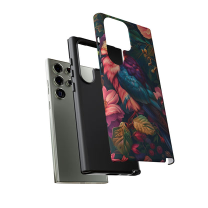 Vibrant Phone Case, Tropical Bird Design, Tough Phone Cover, Floral Tech Accessory, Gift for Nature Lovers