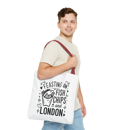 Fish & Chips London Tote Bag, Funny Tote, Gift for Food Lovers, Eco-Friendly Bag, Perfect for Travel & Grocery