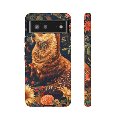 Otter Phone Case, Floral Otter Design, Tough Phone Cover, Nature Lover Gift, Cute Animal Accessories