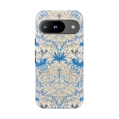 Elegant Floral Phone Case, Tough iPhone Cover, Stylish Mobile Protector, Blue Patterned Case, Unique Gift for Her