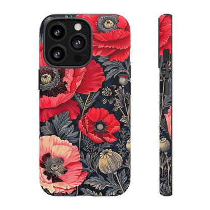 Floral Phone Case with Artistic Poppies, Tough Cases, Flower Design, Nature Lover Gift, Customizable Mobile Cover, Stylish Phone Accessories
