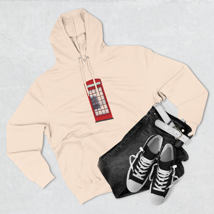 Iconic British Red Telephone Relaxed Three-Panel Fleece Hoodie