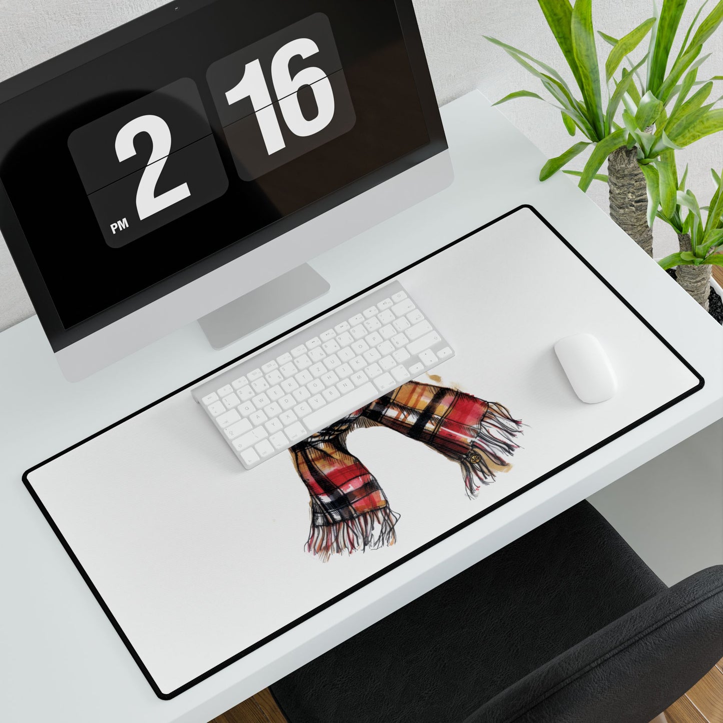 Cozy Plaid Desk Mat for Home Office, Computer Desk Protector, Warm Workspace Decor, Fall/Winter Vibes, Stylish Desk Accessory