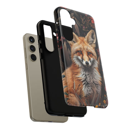 Fox Floral Phone Case, Tough Cases for Animal Lovers, Nature Themed Gift, Cute Phone Cover, Wild Fox Protector