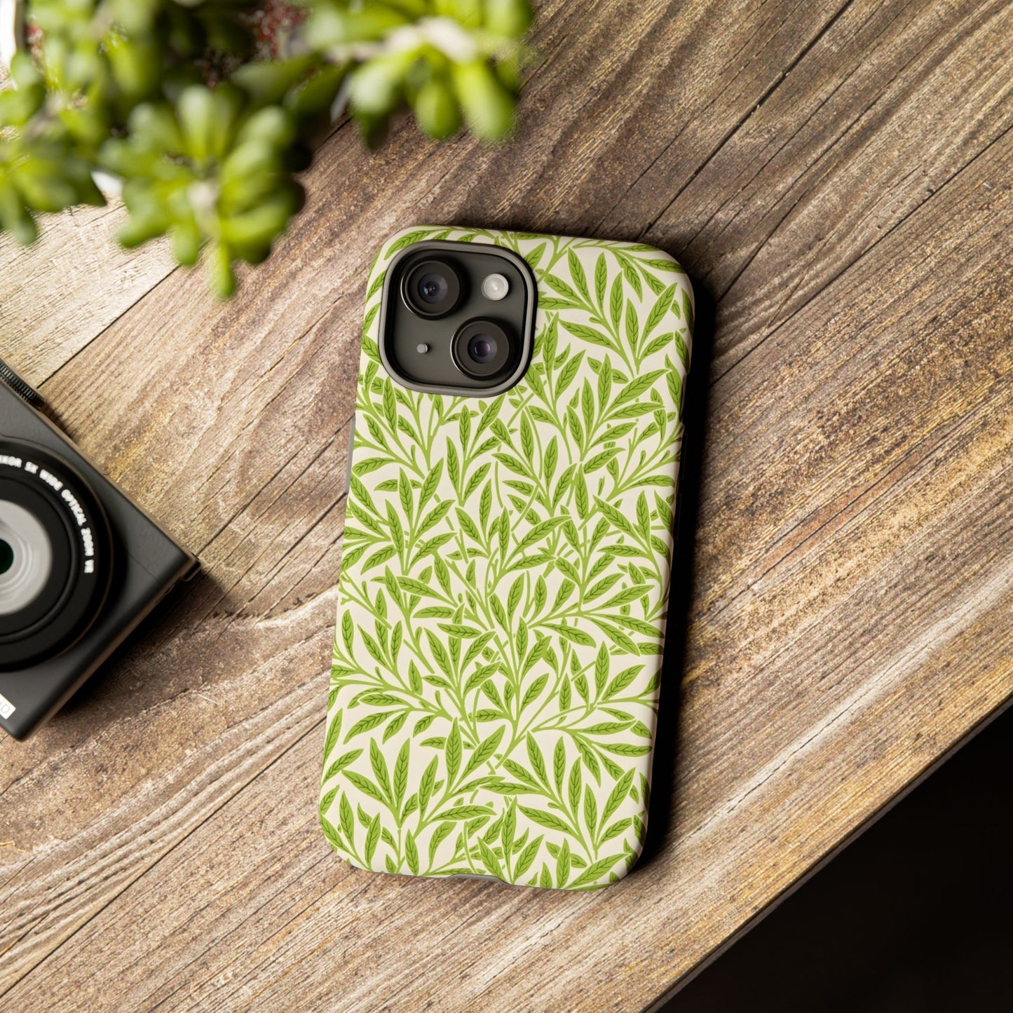 Green Leaf iPhone Case, Tough Cases, Botanical Phone Protection, Eco-Friendly Cover, Nature Lover Gift, Trendy Cell Phone Accessory