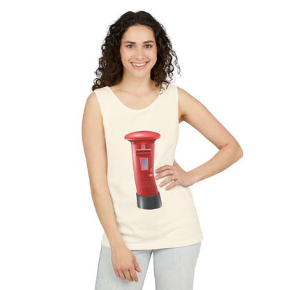Unisex Garment-Dyed Tank Top - Classic UK Royal Mailbox Design - British Postbox Icon