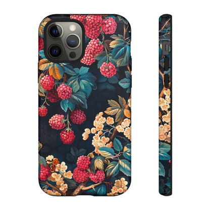 Floral Phone Case with Berry Design, Durable Phone Cover, Floral Print, Gift for Plant Lovers, Nature-Inspired Accessory