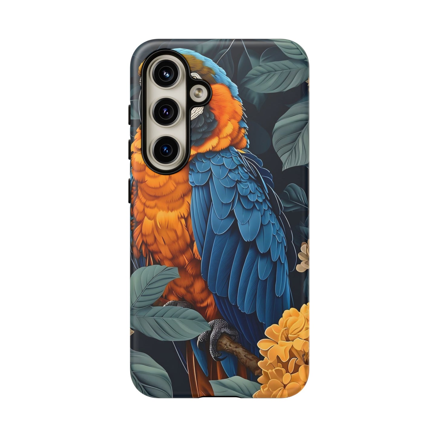 Tropical Parrot Phone Case - Tough Cases, Colorful Phone Cover, Nature Lover Gift, Floral Design, Bird Lover Accessory