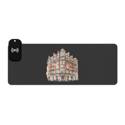 Grand Brick Building – London Architecture - LED Gaming Mouse Pad with Wireless Charging - Perfect for Gamers, Office Spaces, Ecosystem Accessory, Unique Desk Decor, Gift Idea