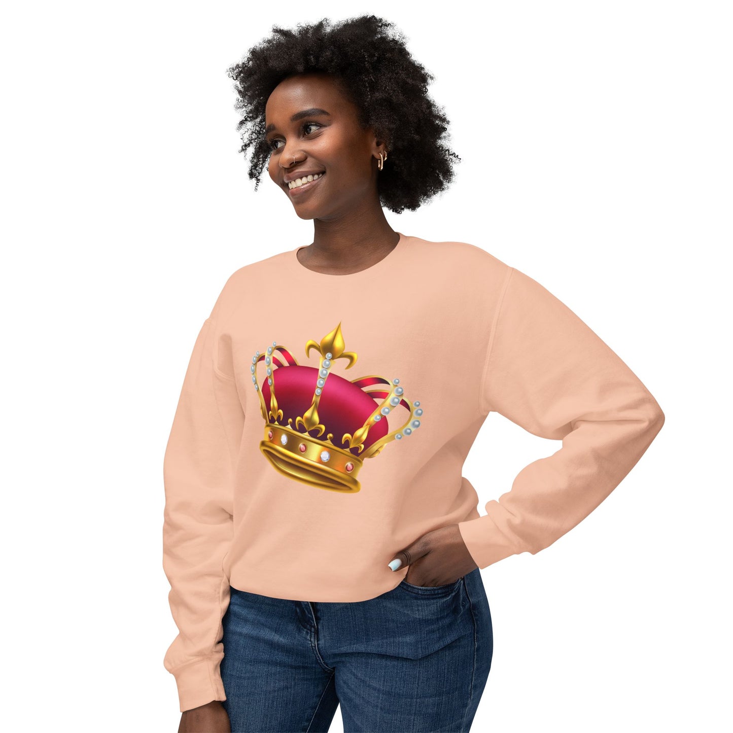 Unisex Lightweight Crewneck Sweatshirt - British Royal Crown Design