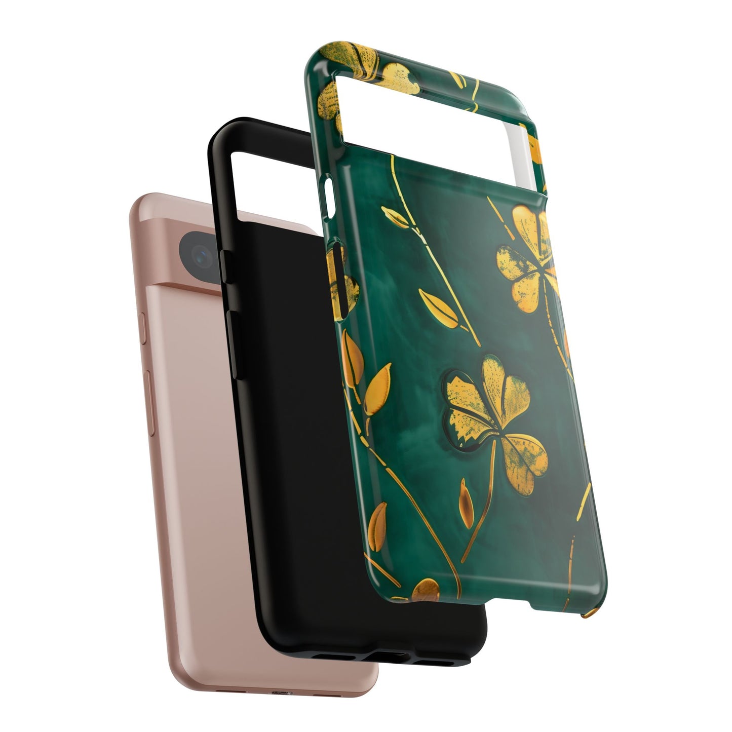 Floral Phone Case with Gold Accents, Tough Phone Cover, Stylish Phone Protector, Unique Gift for Her, Nature Lover Accessory