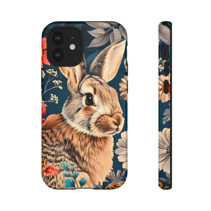 Floral Rabbit Phone Case, Cute Phone Cover, Tough Cases for Animal Lovers, Unique Gift for Birthdays, Nature-Themed Accessories