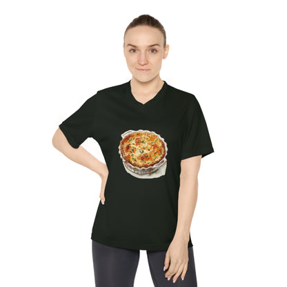 Women's V-Neck T-Shirt - Kitchen Wall Art with Food Illustration
