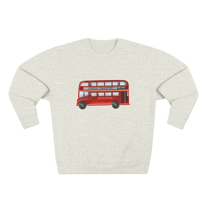 Unisex Crewneck Sweatshirt - London Transport English Bus Red Double-Decker