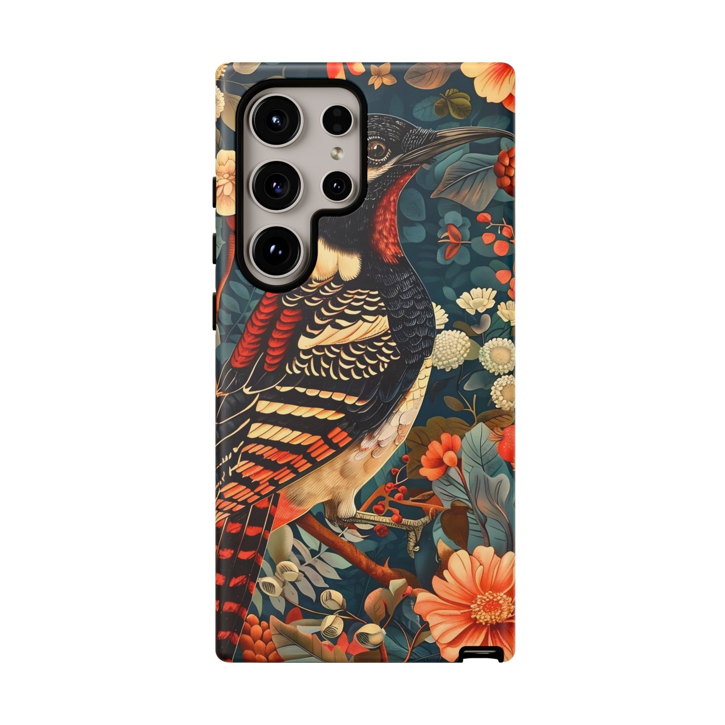 Nature-Inspired Phone Case with Floral Art, Tough Phone Cover, Protective Case, Gift for Nature Lovers, Unique Phone Accessory