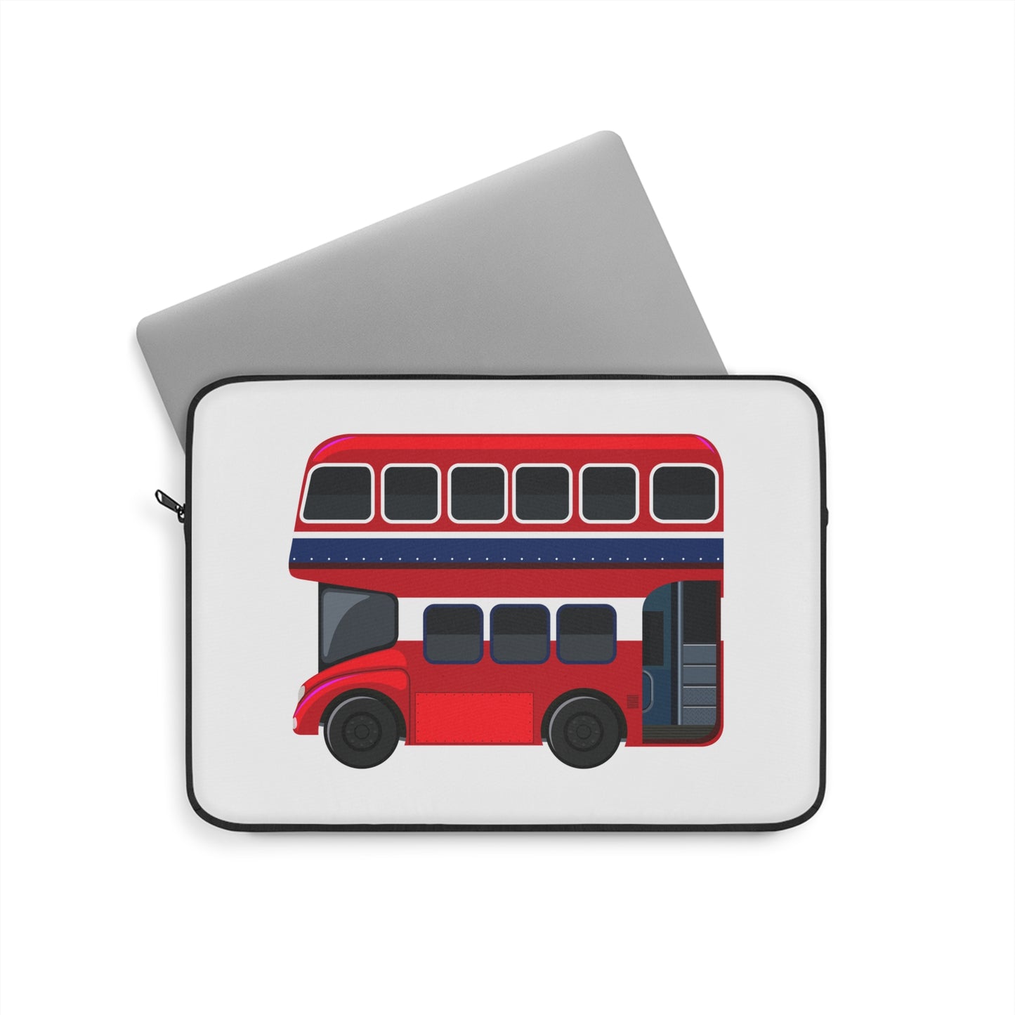 Red Double-Decker Bus Laptop Sleeve, Cute Tech Case, Gift for London Lovers, Travel Accessory, Modern Laptop Bag