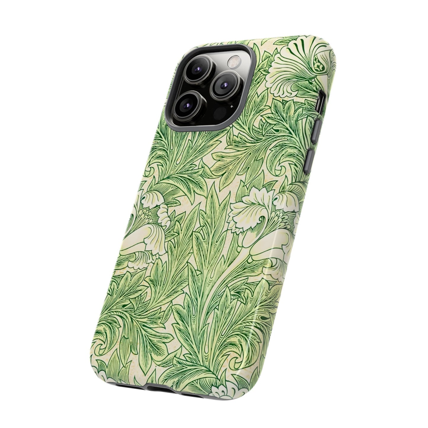 Green Floral Phone Case, Botanical iPhone Cover, Tough Phone Shell, Nature-inspired Gift, Eco-friendly Tech Accessory