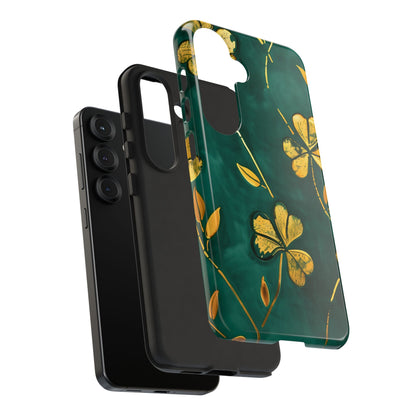 Floral Phone Case with Gold Accents, Tough Phone Cover, Stylish Phone Protector, Unique Gift for Her, Nature Lover Accessory