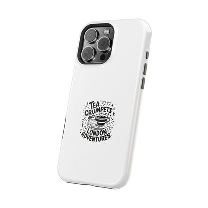 Magnetic Phone Case - Tea Crumpets London Adventures, Gift for Travelers, Cute Phone Cover, Unique Phone Accessory, Fun Design
