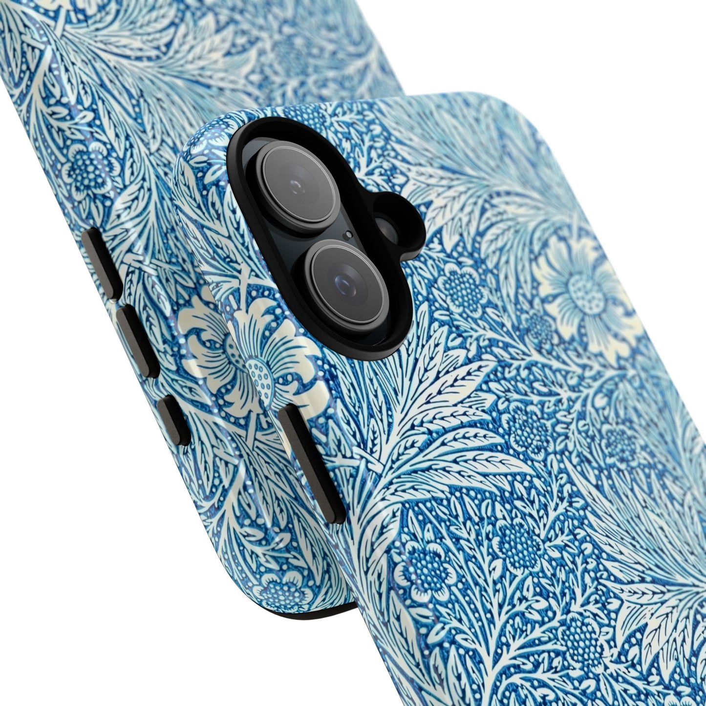 Stylish Phone Case, Tough Floral Phone Cover, Fashionable Tech Accessory, Gift for Her, Blue Flower Design