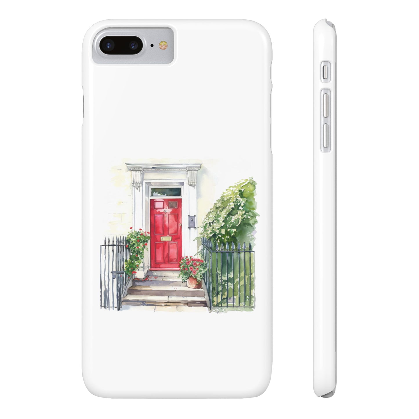 Charming Red Door Slim Phone Cases – Aesthetic Protection for Your Device, Perfect Gift for Home Lovers, Housewarming, Art Enthusiasts
