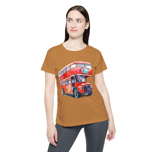 Women's Sports Jersey - Vintage Double-Decker Bus Design