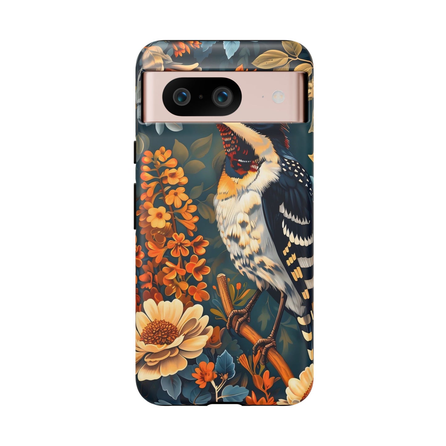 Tough Cases: Floral Bird Phone Case, Vintage Style Cover, Nature Lover Gift, Botanical Design, Spring Inspire Fashion
