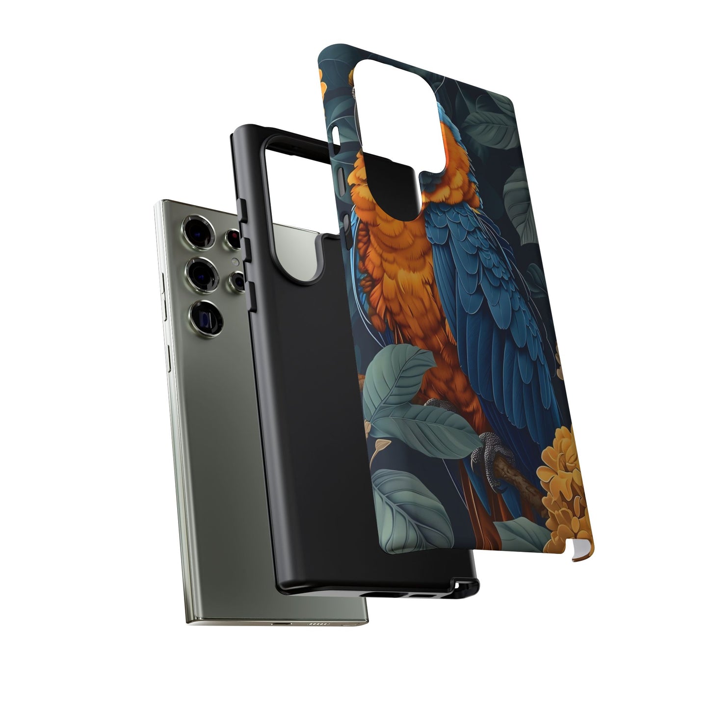 Tropical Parrot Phone Case - Tough Cases, Colorful Phone Cover, Nature Lover Gift, Floral Design, Bird Lover Accessory