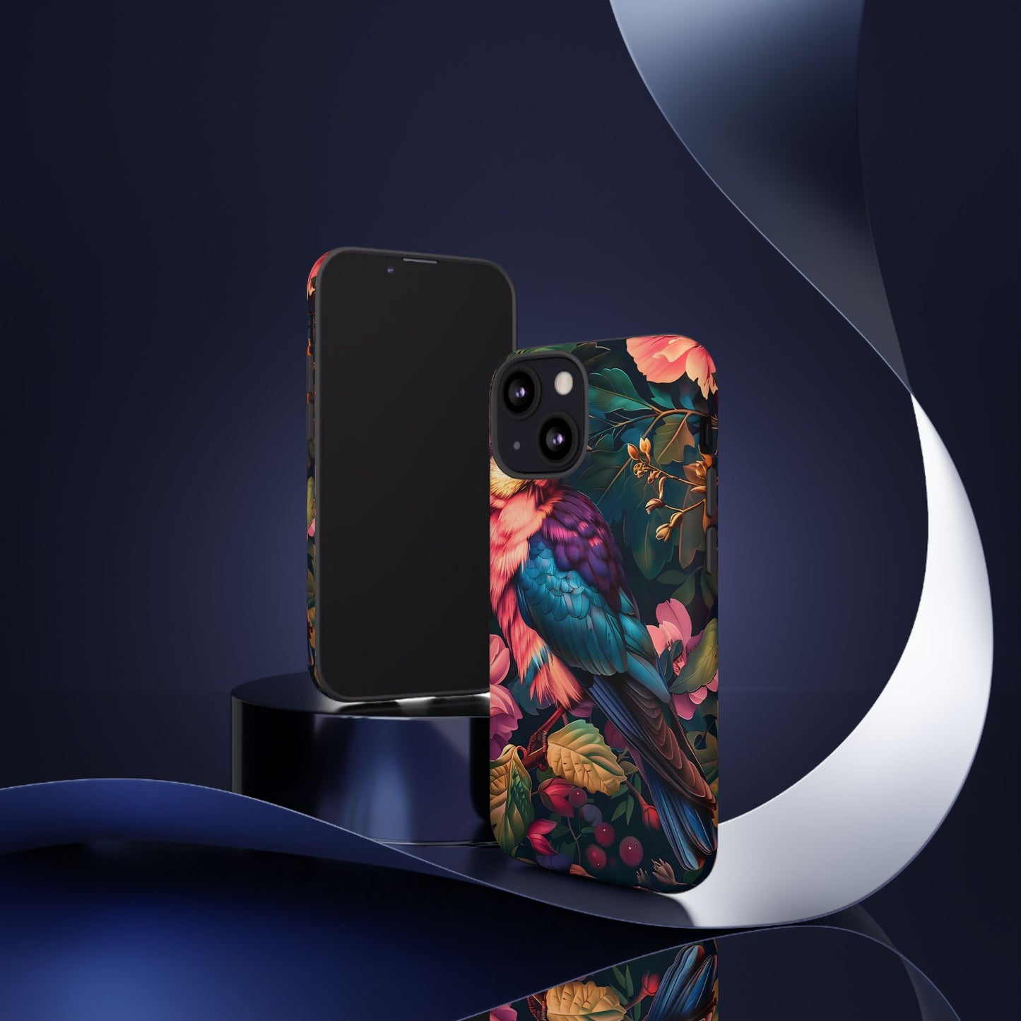 Vibrant Phone Case, Tropical Bird Design, Tough Phone Cover, Floral Tech Accessory, Gift for Nature Lovers