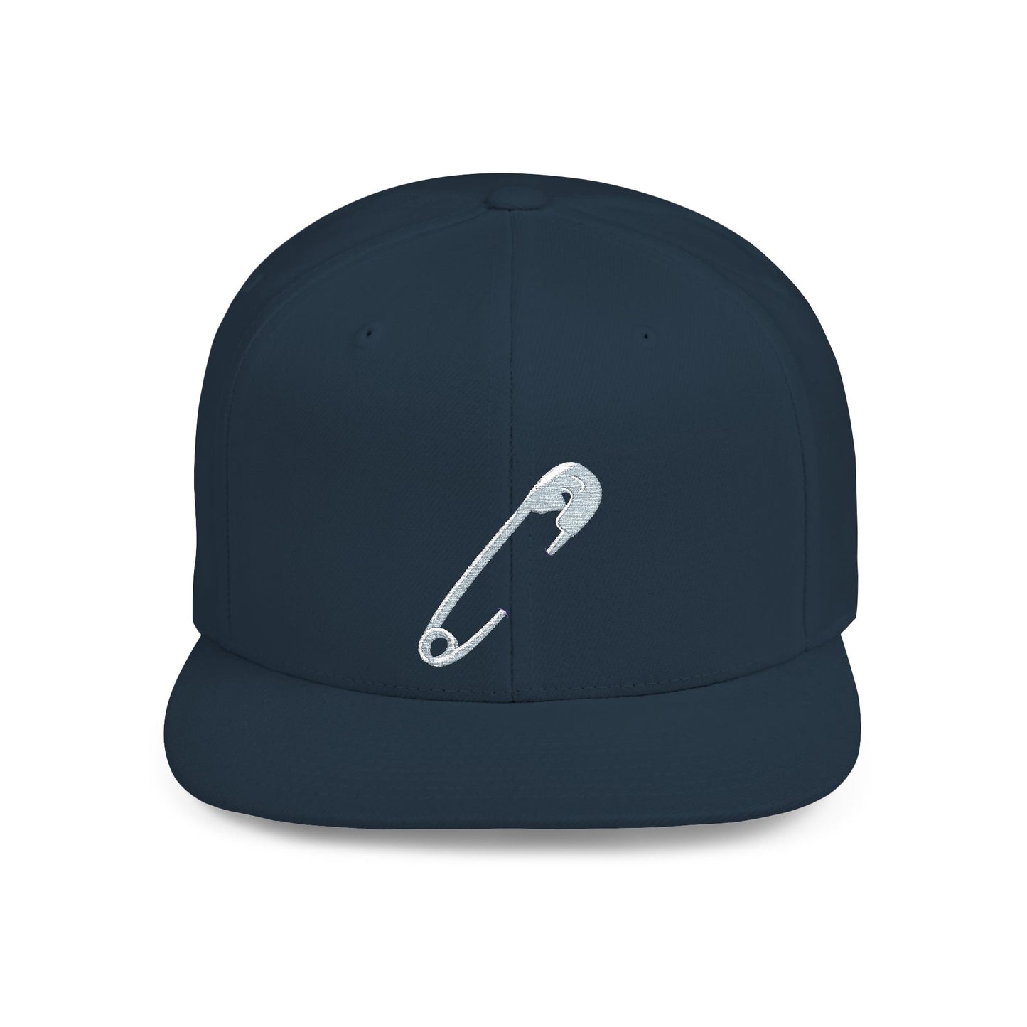 Silver Safety Pin Art Flat Bill Snapback