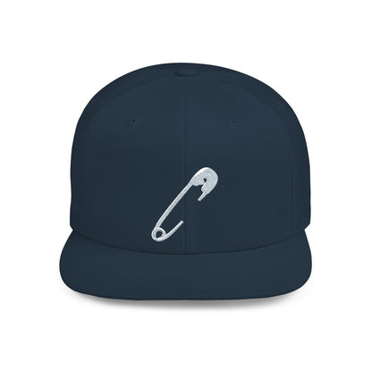 Silver Safety Pin Art Flat Bill Snapback