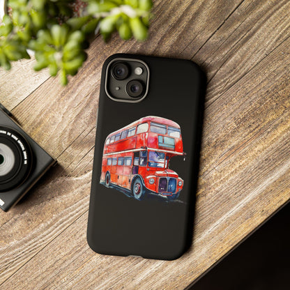 London Bus Phone Case, Tough iPhone Cover, Unique Gift for Travelers, Vintage Style Accessories, Holiday Present Idea