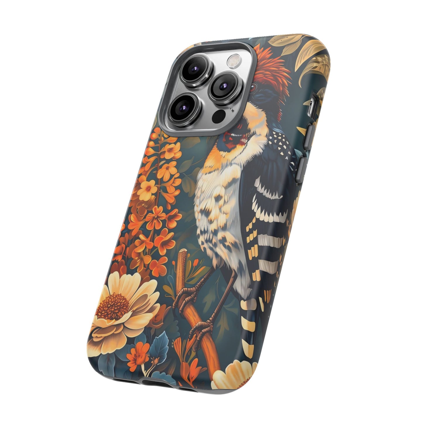 Tough Cases: Floral Bird Phone Case, Vintage Style Cover, Nature Lover Gift, Botanical Design, Spring Inspire Fashion
