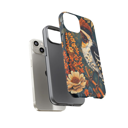 Tough Cases: Floral Bird Phone Case, Vintage Style Cover, Nature Lover Gift, Botanical Design, Spring Inspire Fashion