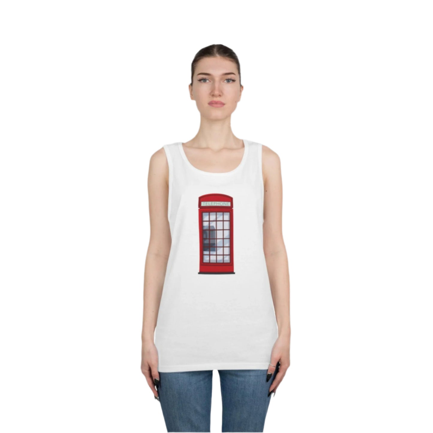 Unisex Heavy Cotton Tank Top - Iconic British Public Telephone
