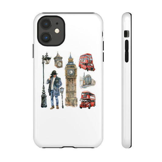 London Iconic Design Phone Case, Tough Cases, Gift for Travelers, London Souvenir, London Icons, Red Bus Phone Case