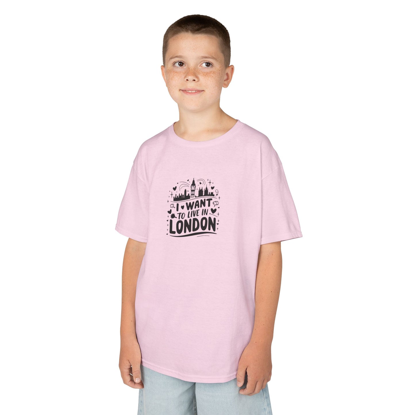Kids Tee -  I want to live in London  - Fun and Comfy Graphic T-Shirt for Travel Lovers