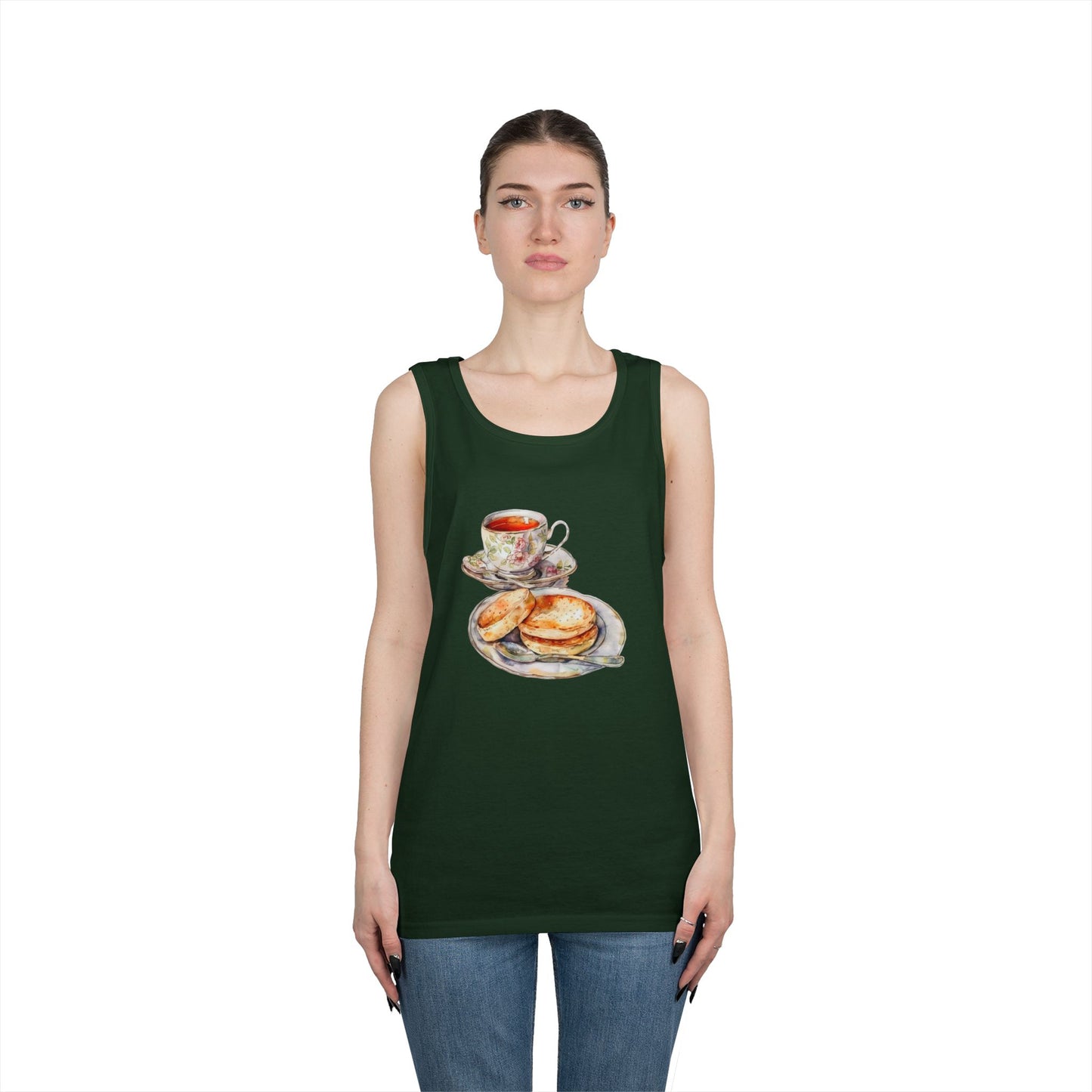 Unisex Heavy Cotton Tank Top - Kitchen Wall Art with Food Illustration