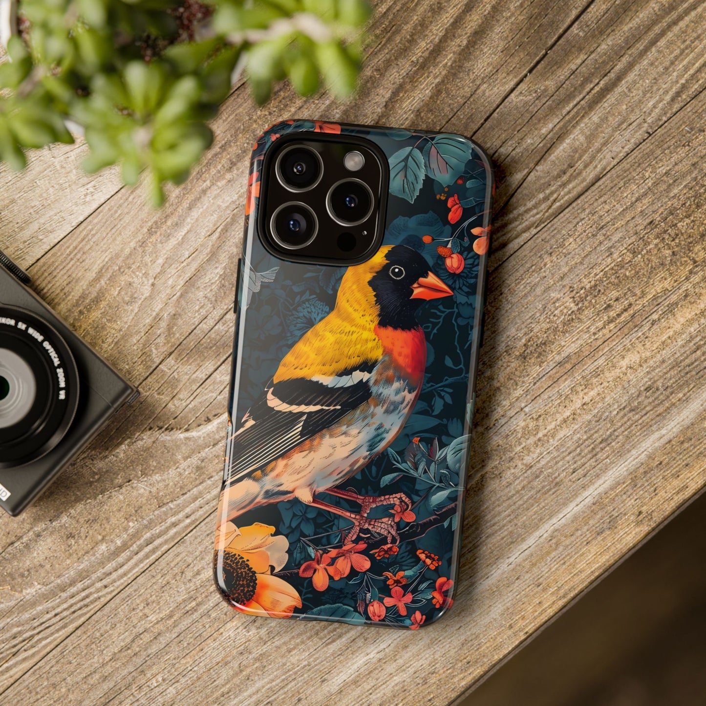 Colorful Bird Phone Case, Floral Phone Cover, Tough Phone Protector, Nature Lover Gift, Botanical Case, Unique Mobile Accessory