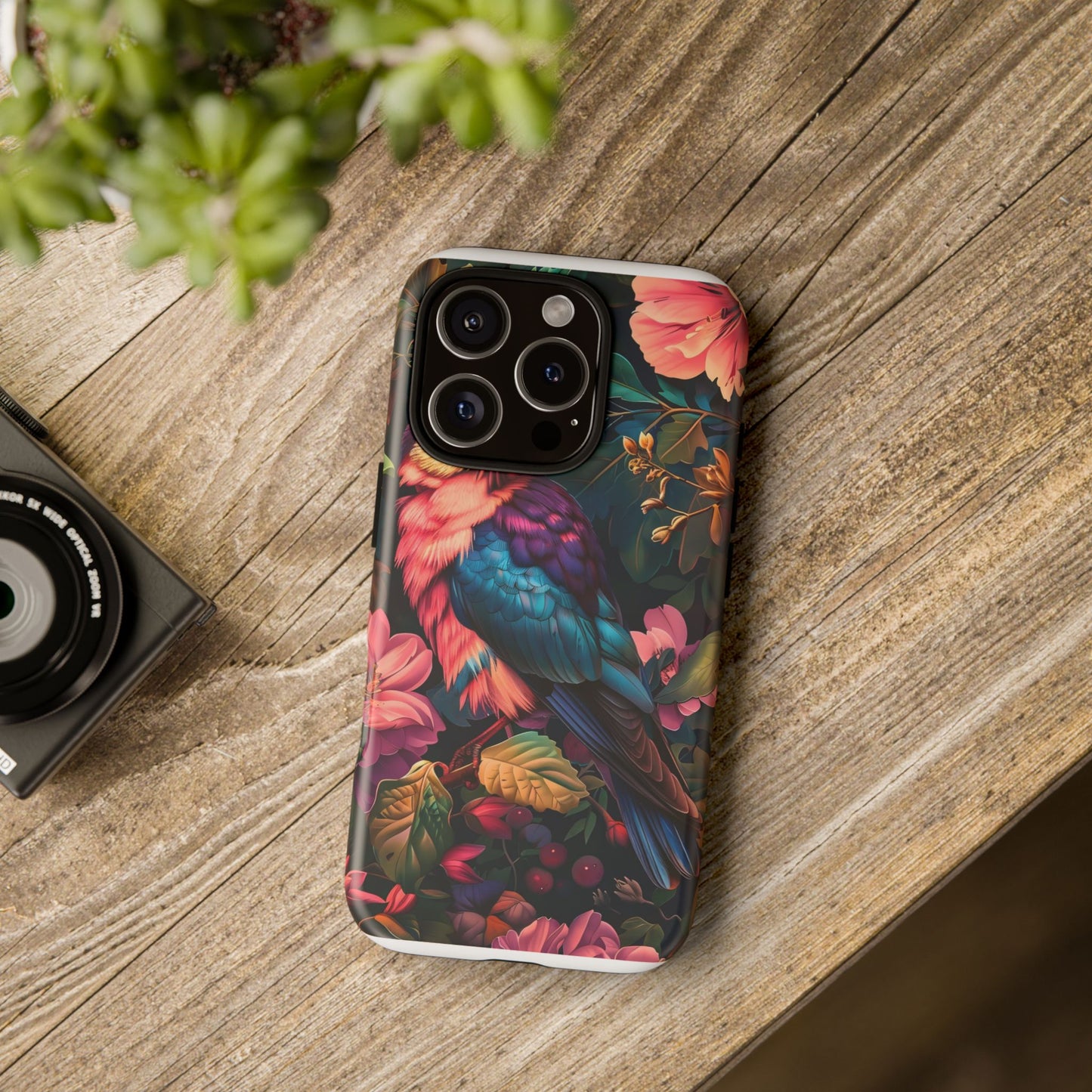 Tough Cases: Vibrant Tropical Bird Phone Case, Floral Smartphone Cover, Nature Lover Gift, Boho Phone Accessory, Cute Bird Case