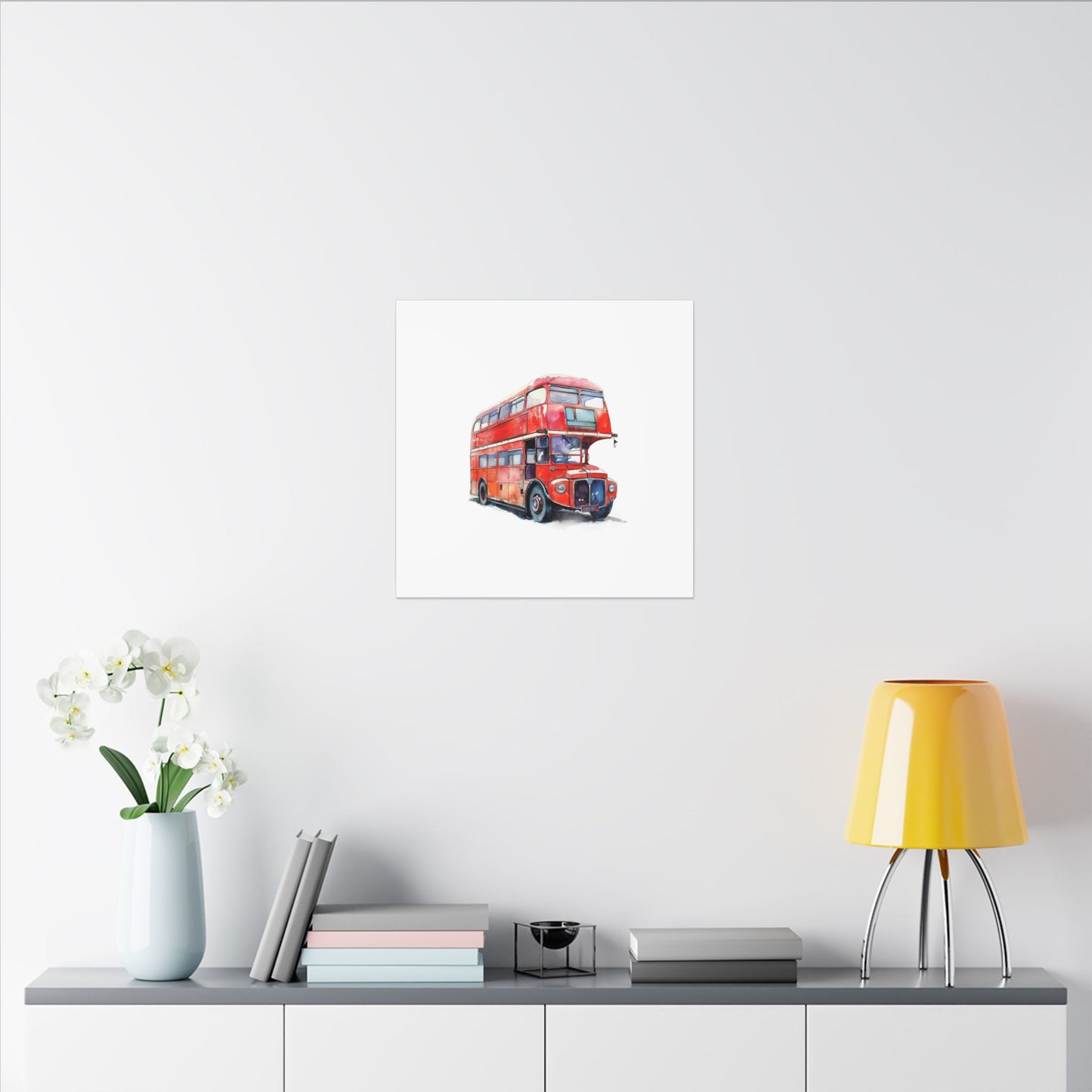 London Red Double-Decker Bus Art Canvas Print, Wall Decor for Travel Lovers, Home Office Gift, Unique Artwork for All Occasions