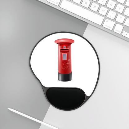 Red Post Box Mouse Pad with Wrist Rest, Ergonomic Desk Accessory, Office Gifts, Computer Accessories, Unique Home Office Decor