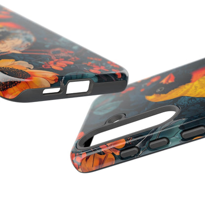 Colorful Bird Phone Case, Floral Phone Cover, Tough Phone Protector, Nature Lover Gift, Botanical Case, Unique Mobile Accessory