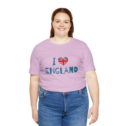 Unisex Jersey Short Sleeve Tee - I Love England - Union Jack Heart Design