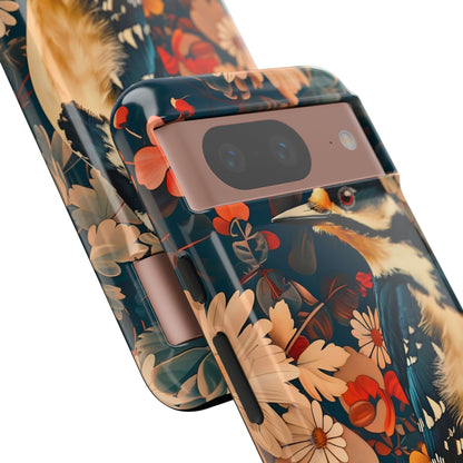 Artistic Bird Phone Case, Unique Tough Cases for Nature Lovers, Floral Design, Cute Gift, Customized Phone Accessories
