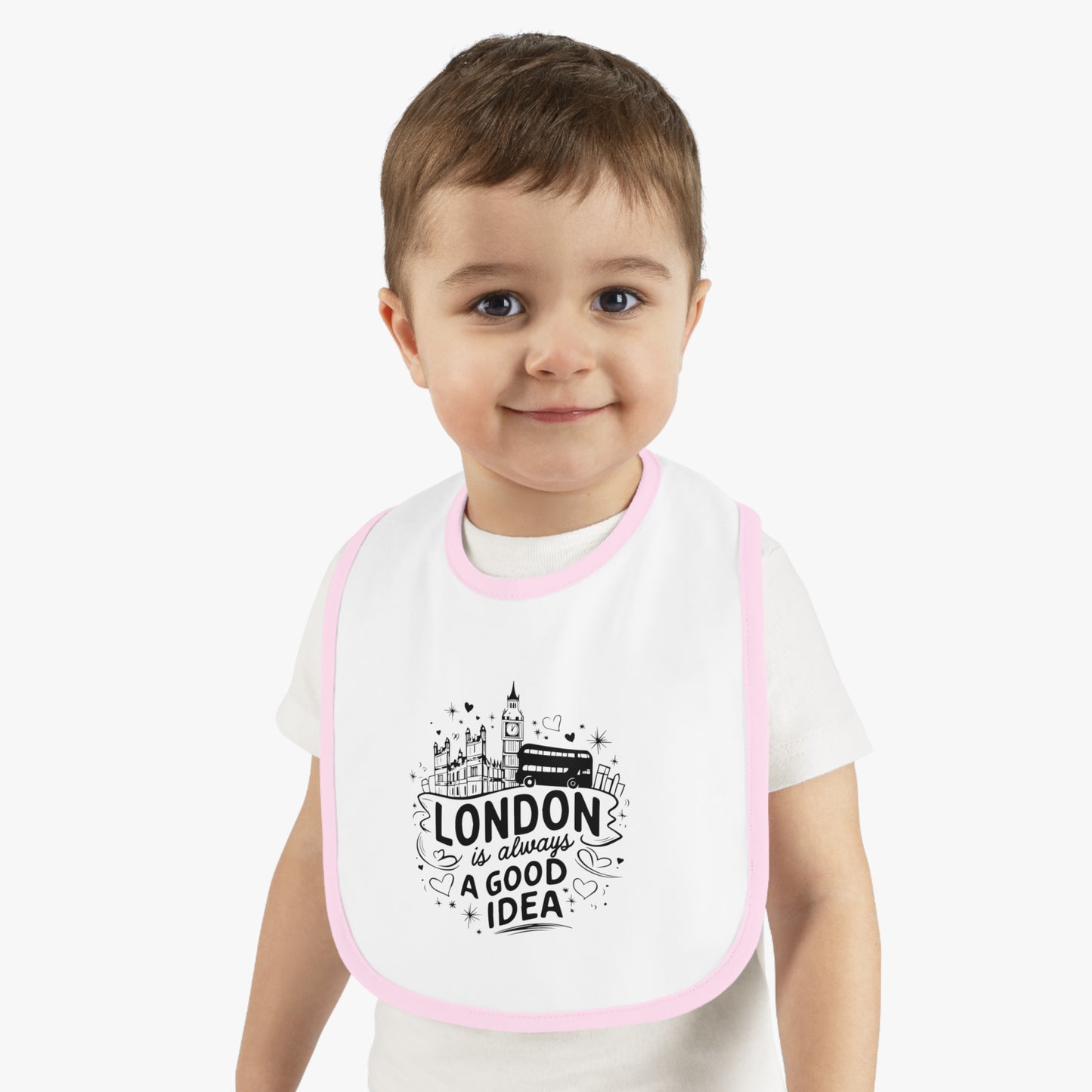 London good tea Baby Bib with London Design - Cute Bib for Infants, Gifts for New Parents, Unique Baby Shower Present, Fun Dining Accessory