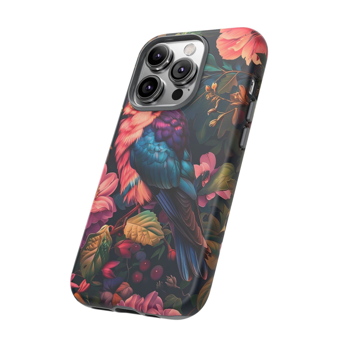 Tough Cases: Vibrant Tropical Bird Phone Case, Floral Smartphone Cover, Nature Lover Gift, Boho Phone Accessory, Cute Bird Case