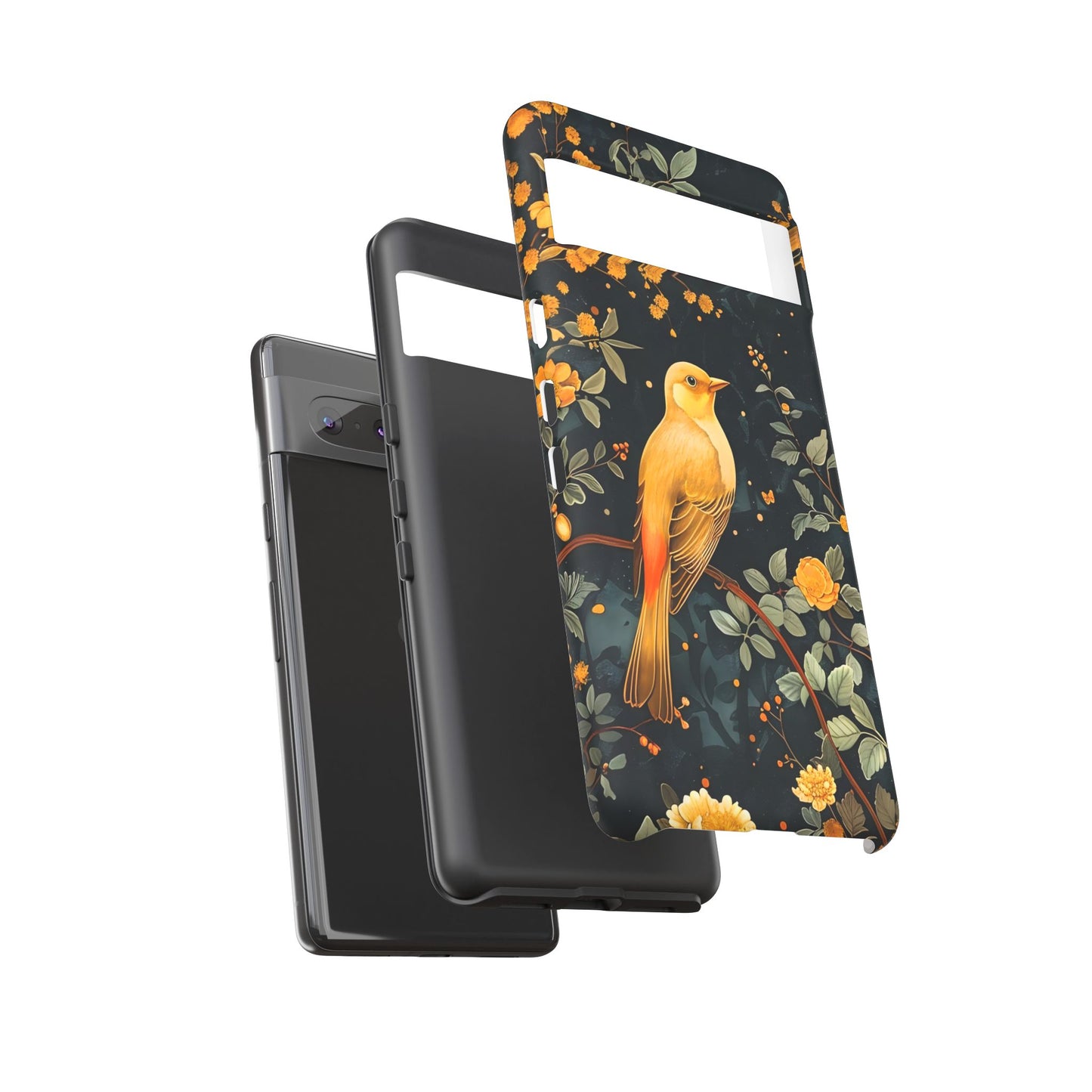 Floral Phone Case, Tough Cases with Bird Design, Nature Lover Gift, Stylish Protection, Birthday Present, Floral Phone Cover
