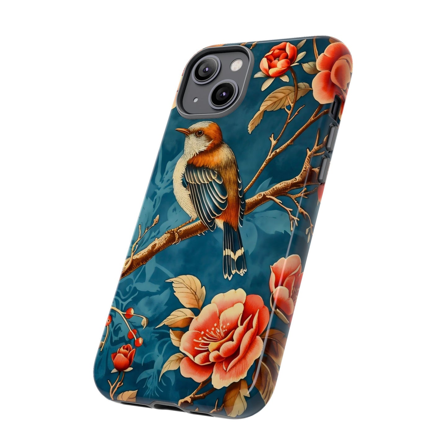 Bird & Floral Phone Case, Tough Cases for Nature Lovers, Gift for Her, Customizable Design, Vibrant Tech Accessories